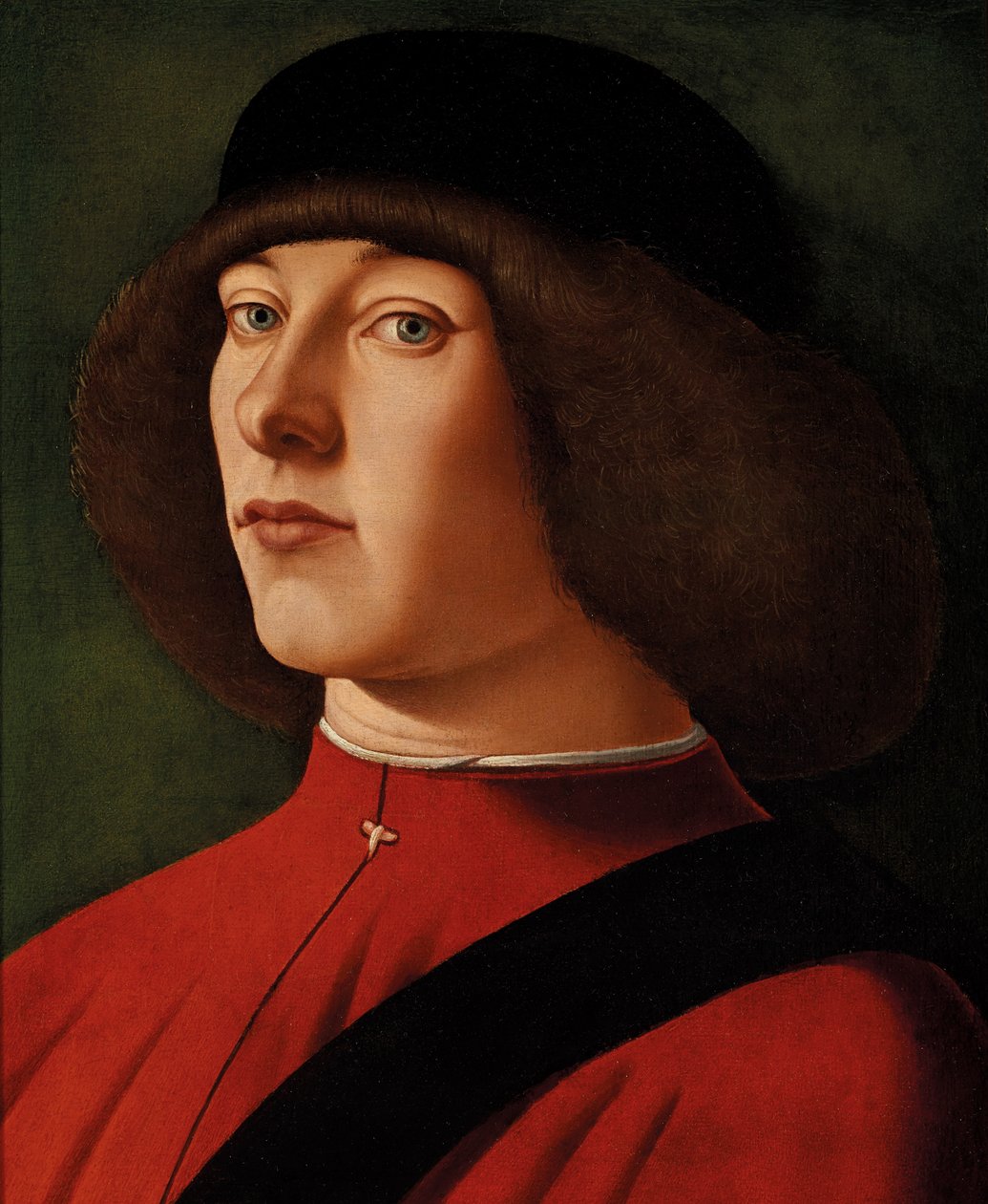 Retrato de hombre, largo de busto, con fondo verde de Alvise (and workshop) Vivarini