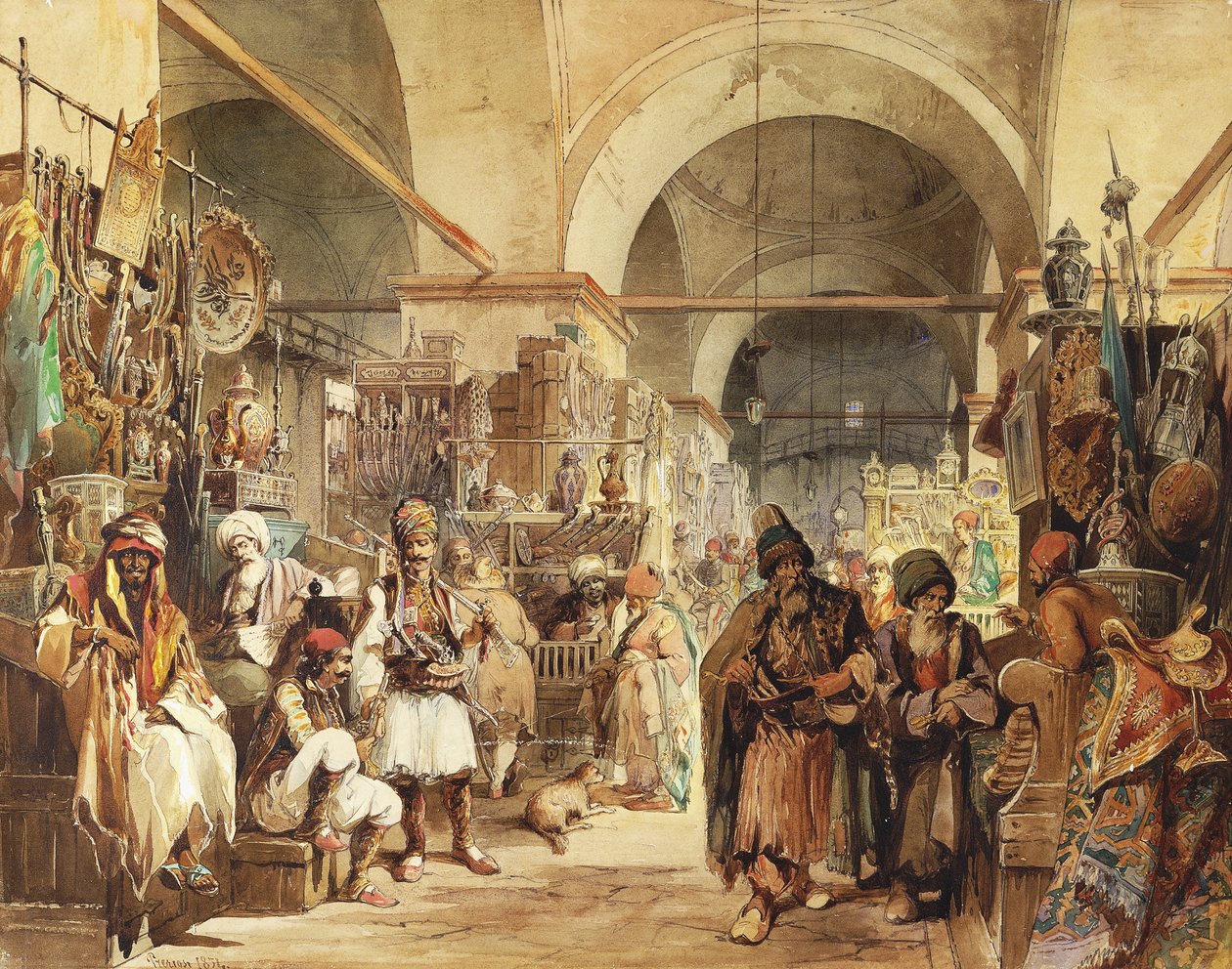 En el bazar, 1854 de Amadeo Preziosi
