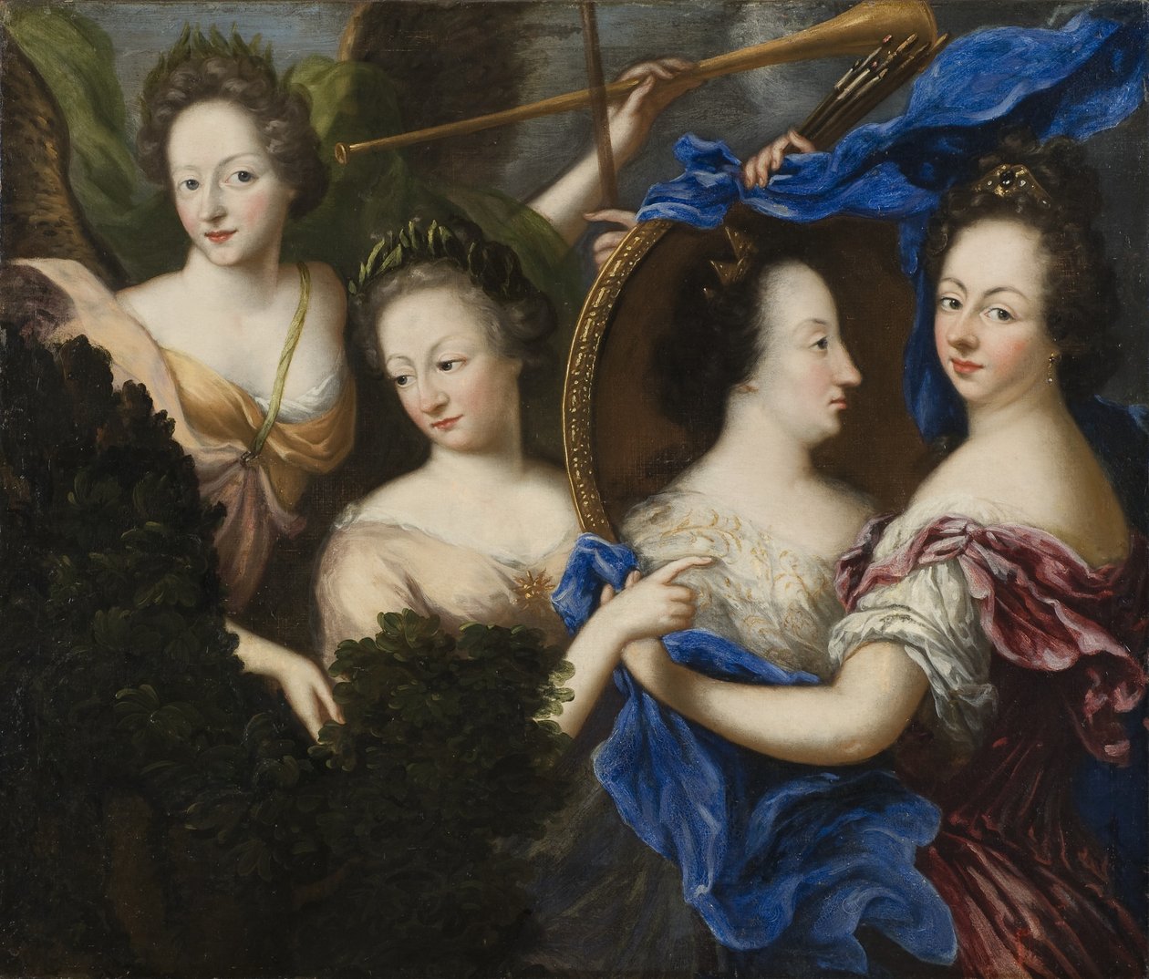 Alegoría con autorretrato y retrato de perfil de Ulrika Eleonora la Vieja de Amalia Wilhelmina von Konigsmarck