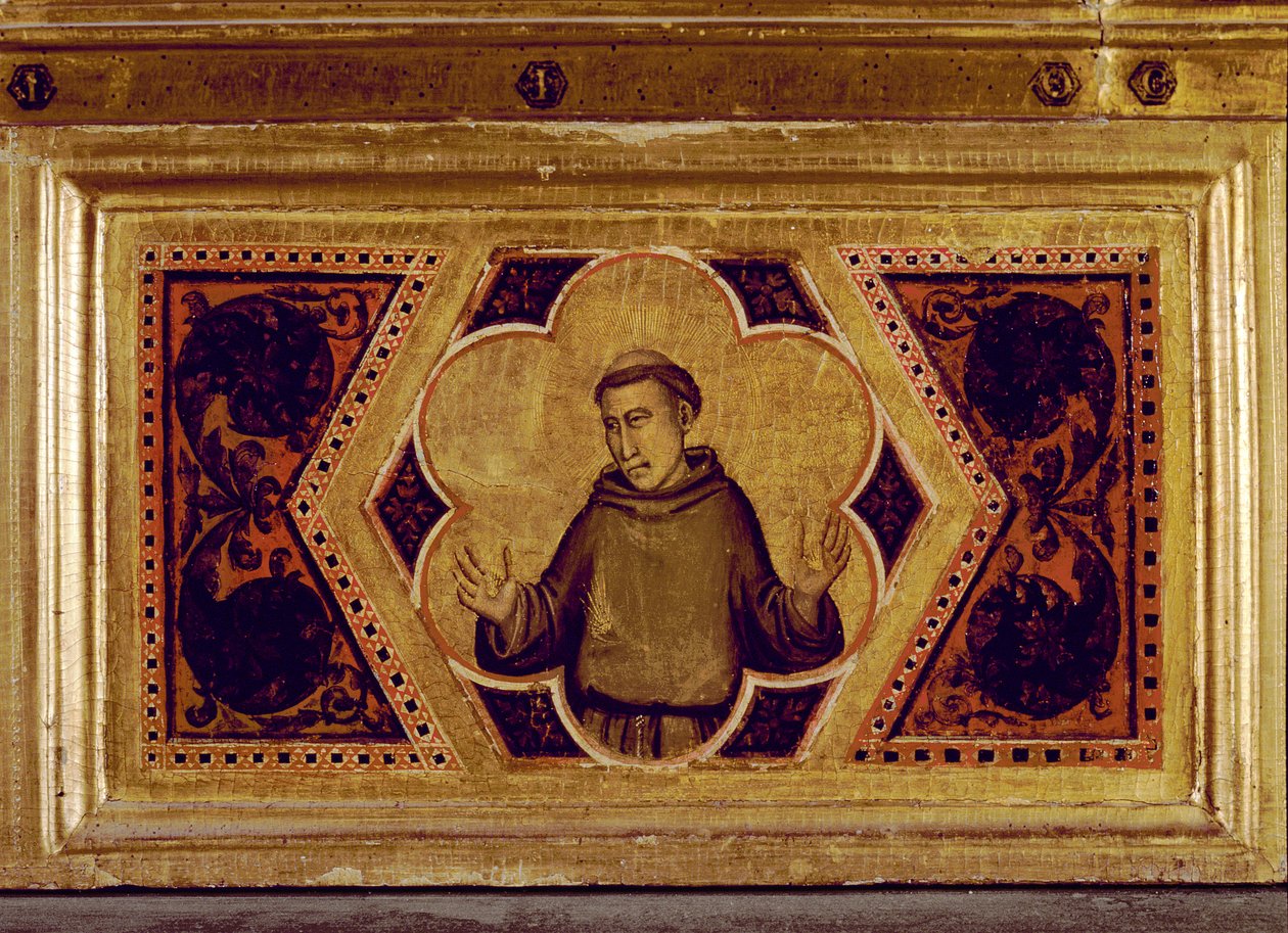 San Francisco de Asís, del Políptico de la Coronación de la Virgen (predela derecha media) de Ambrogio Bondone Giotto