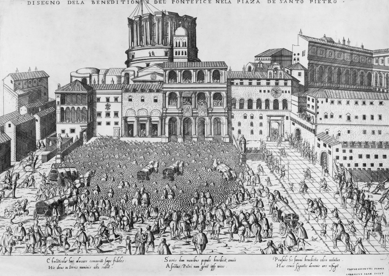 Bendición del Papa en la Plaza de San Pedro, c.1583 de Ambrogio Brambilla