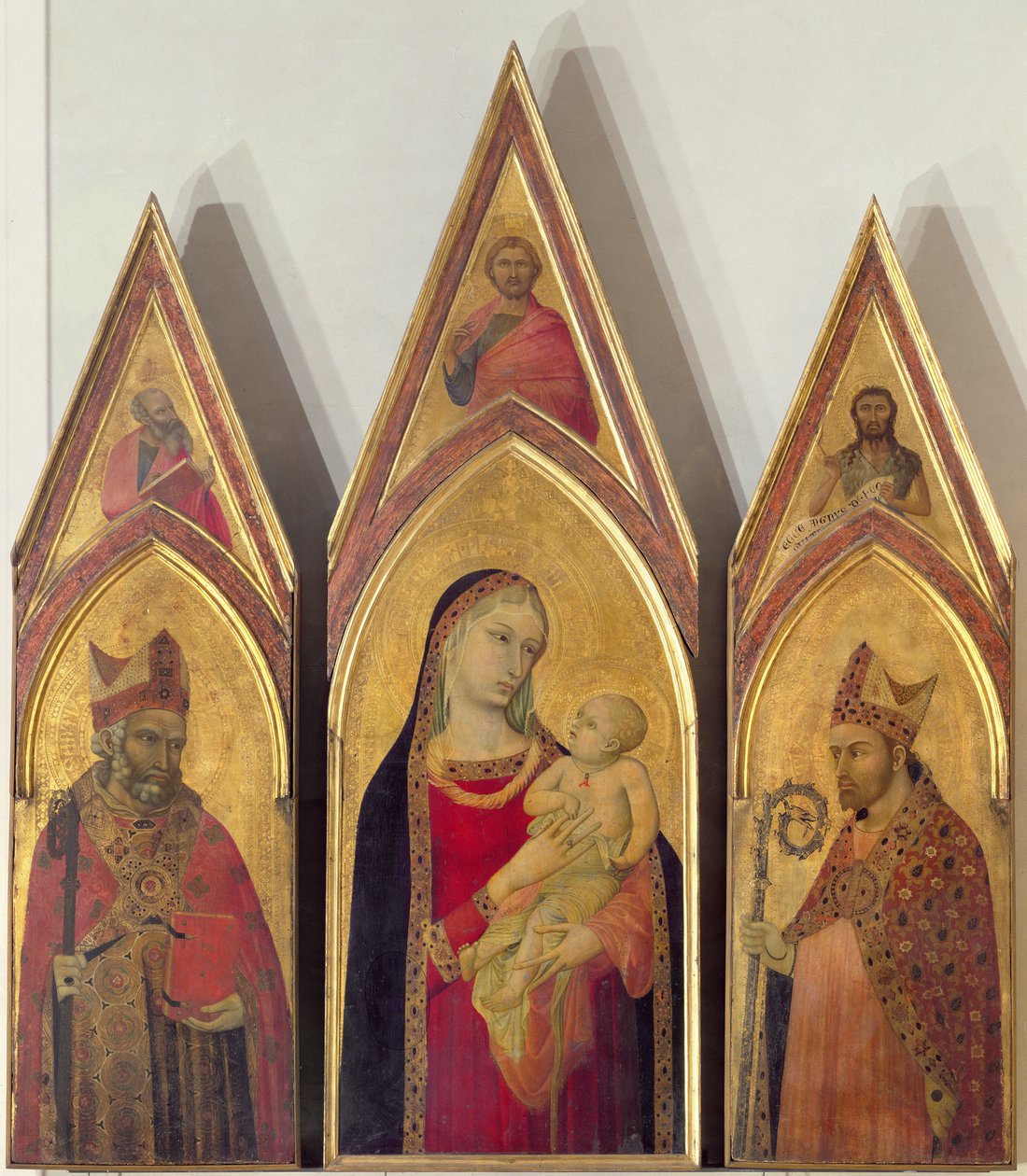 Madonna y el Niño con SS. Nicolás y Próculo, 1332 de Ambrogio Lorenzetti