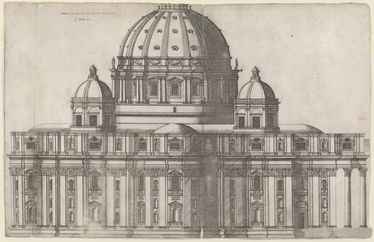 Vista Longitudinal de San Pedro, Roma de Ambrogio Brambilla, after Michelangelo