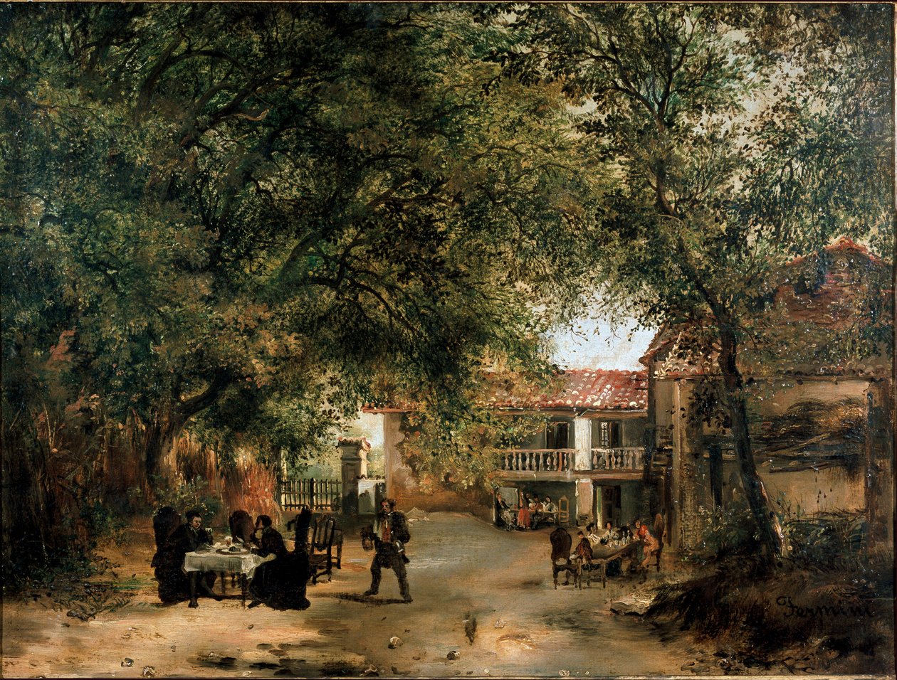 Vista de la posada Cazzuola fuera de la puerta de Vittoria, Milán de Ambrogio Fermini