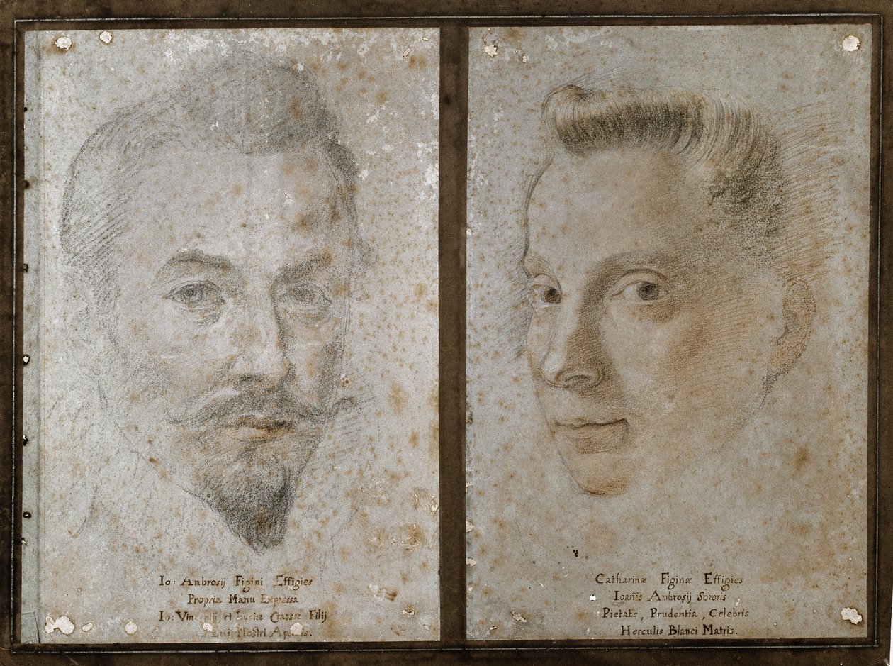 Autorretrato y retrato de la hermana del pintor de Ambrogio Giovanni Figino