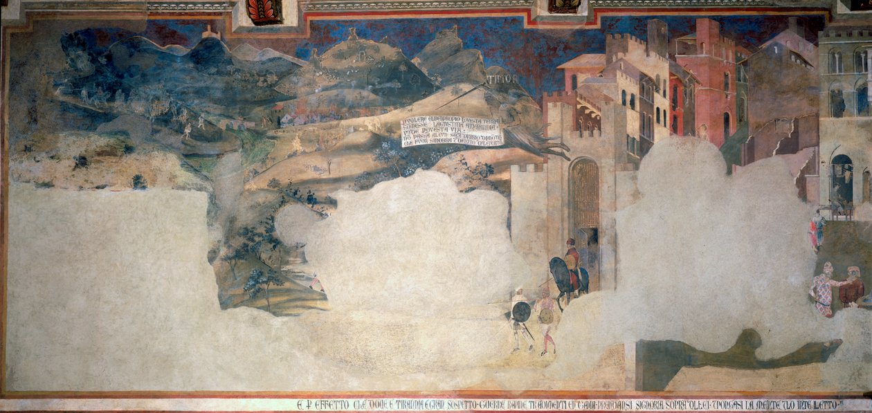 Alegoría del Mal Gobierno, detalle de la Sala della Pace en el Palazzo Pubblico, Siena de Ambrogio Lorenzetti
