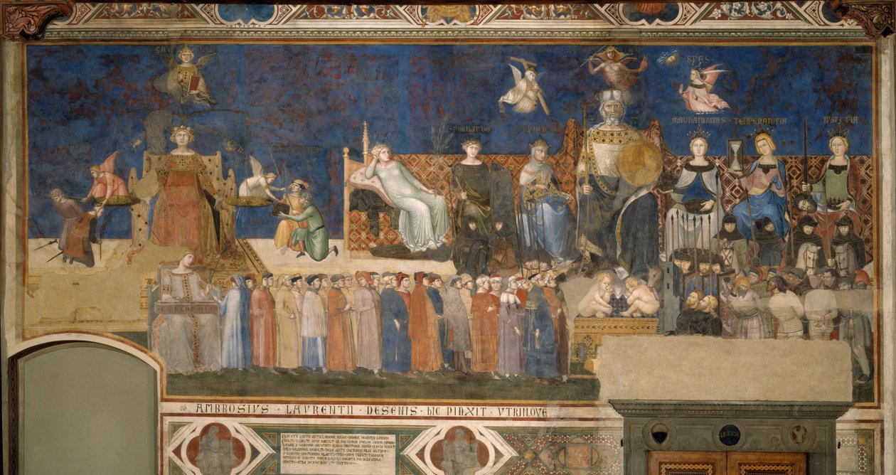 Alegoría del Buen Gobierno Ciclo de frescos La Alegoría del Buen y Mal Gobierno, 1338-1339 de Ambrogio Lorenzetti