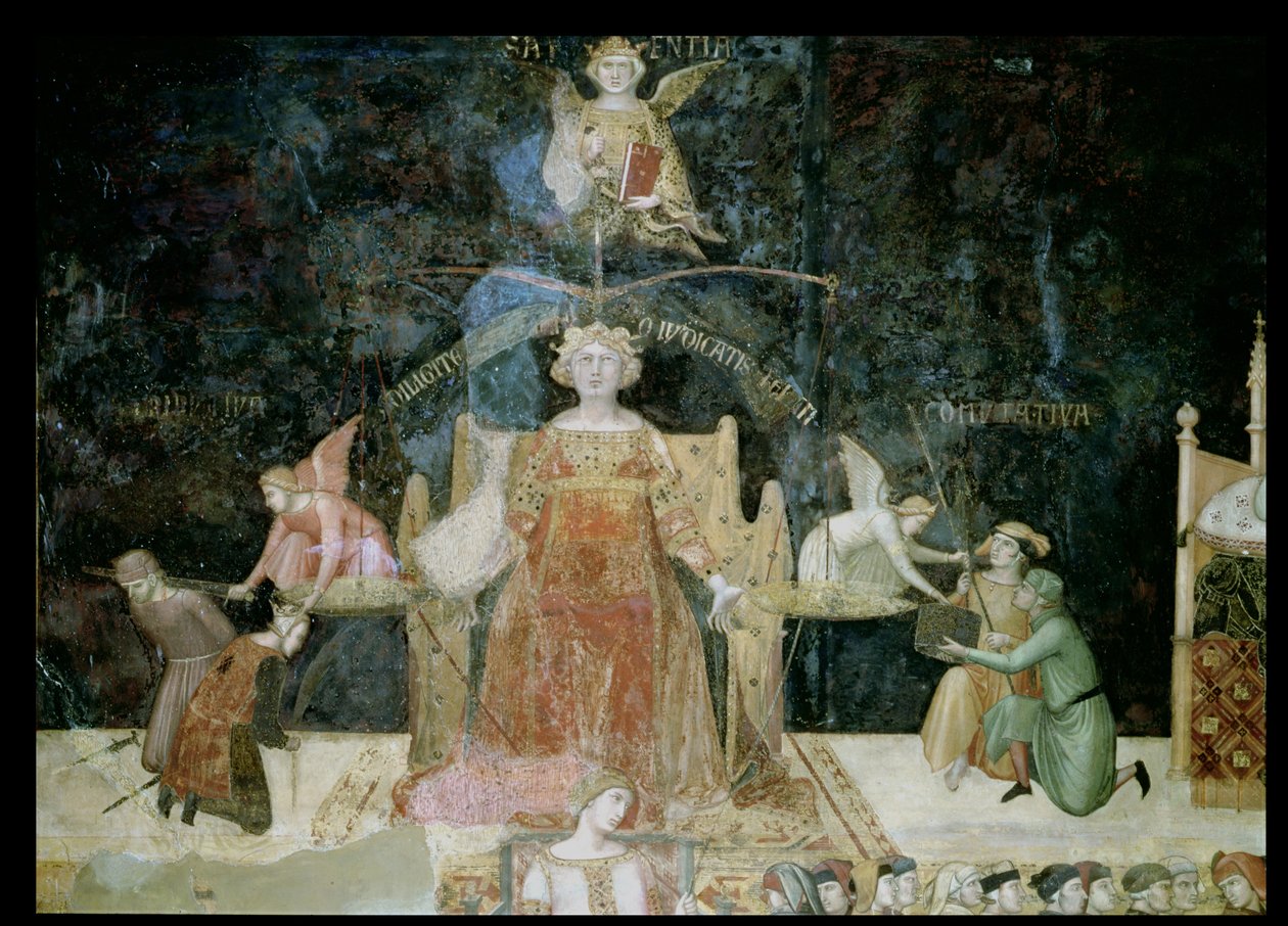 Alegoría del Buen Gobierno (detalle de la Justicia inspirada por la Sabiduría) de Ambrogio Lorenzetti