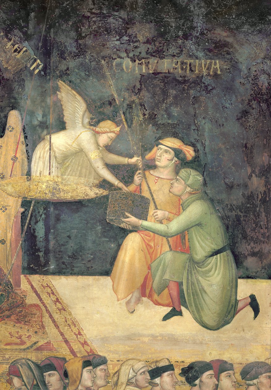 Alegoría del Buen Gobierno (detalle del efecto de la justicia conmutativa) de Ambrogio Lorenzetti