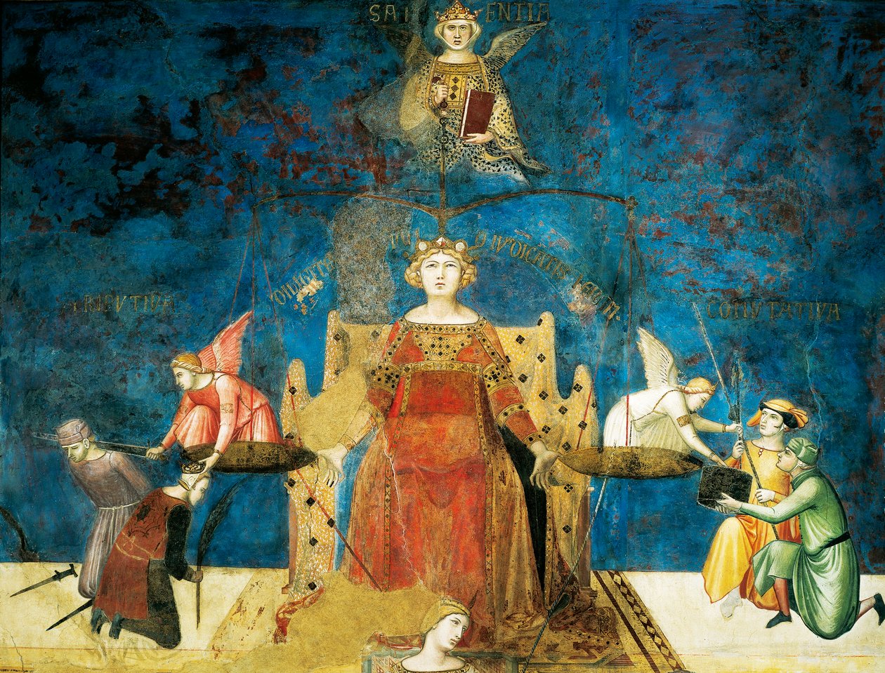 Alegoría del buen gobierno, sabiduría y justicia (detalle) de Ambrogio Lorenzetti