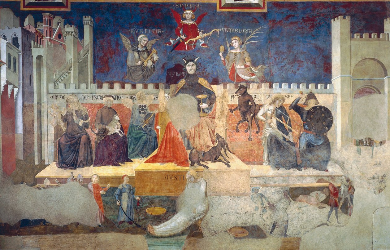 Alegoría del Mal Gobierno, (detalle) de Alegorías del Buen y Mal Gobierno y sus efectos en la ciudad y el campo de Ambrogio Lorenzetti