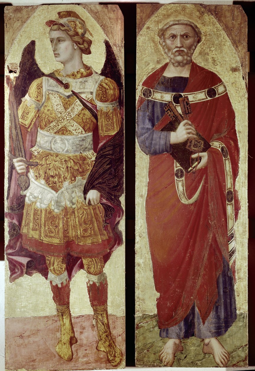 Arcángel Miguel y San Pedro (detalle) de Ambrogio Lorenzetti