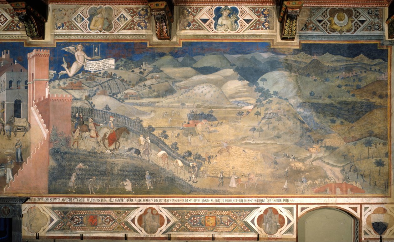Efectos del buen gobierno en el campo Ciclo de frescos La alegoría del buen y mal gobierno, 1338-1339 de Ambrogio Lorenzetti