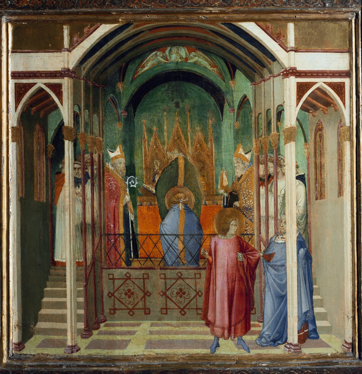 Elección de Nicolás como obispo de Myra. Escenas de la vida de San Nicolás de Ambrogio Lorenzetti