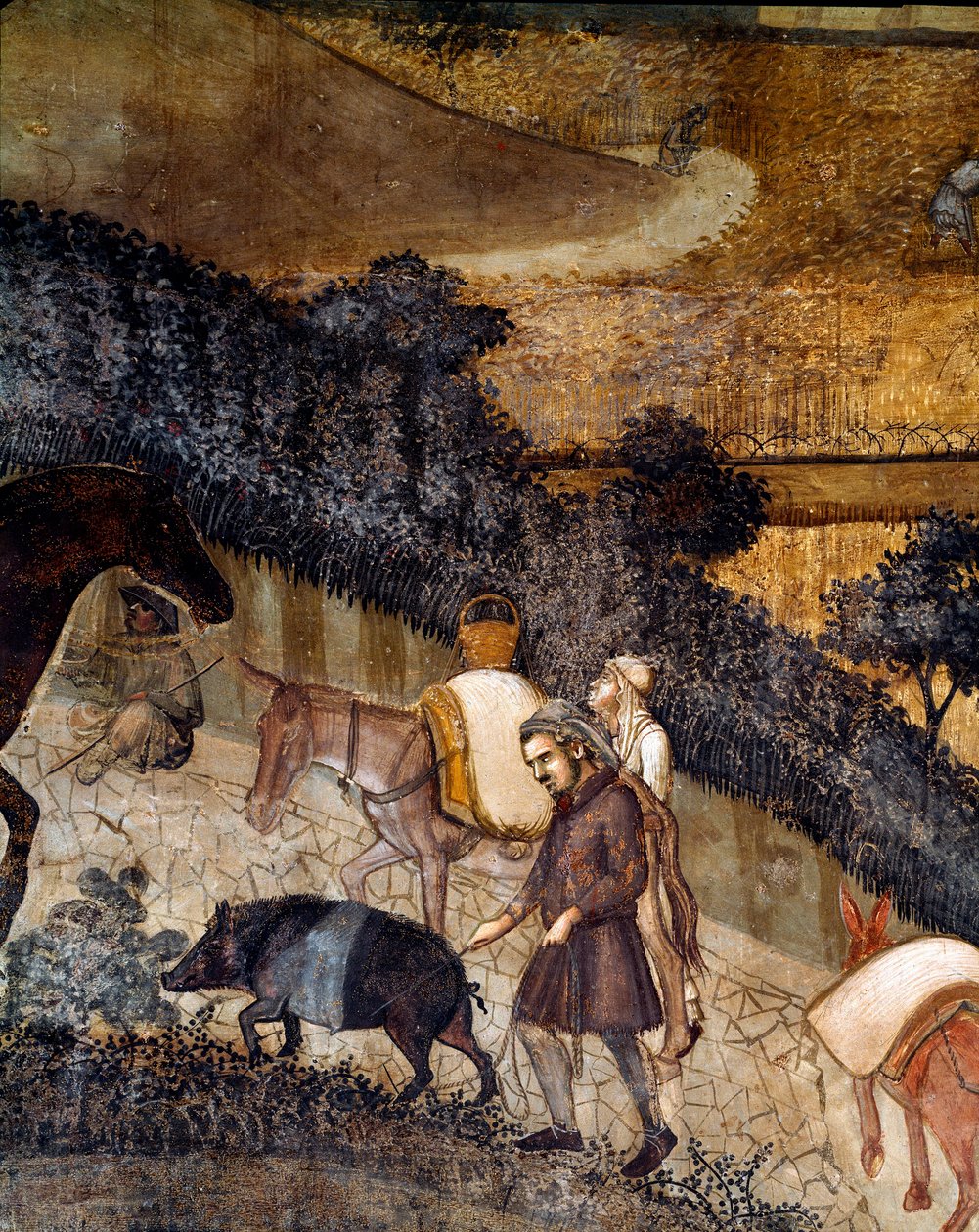 Campesinos arando los campos. (detalle) de Ambrogio Lorenzetti