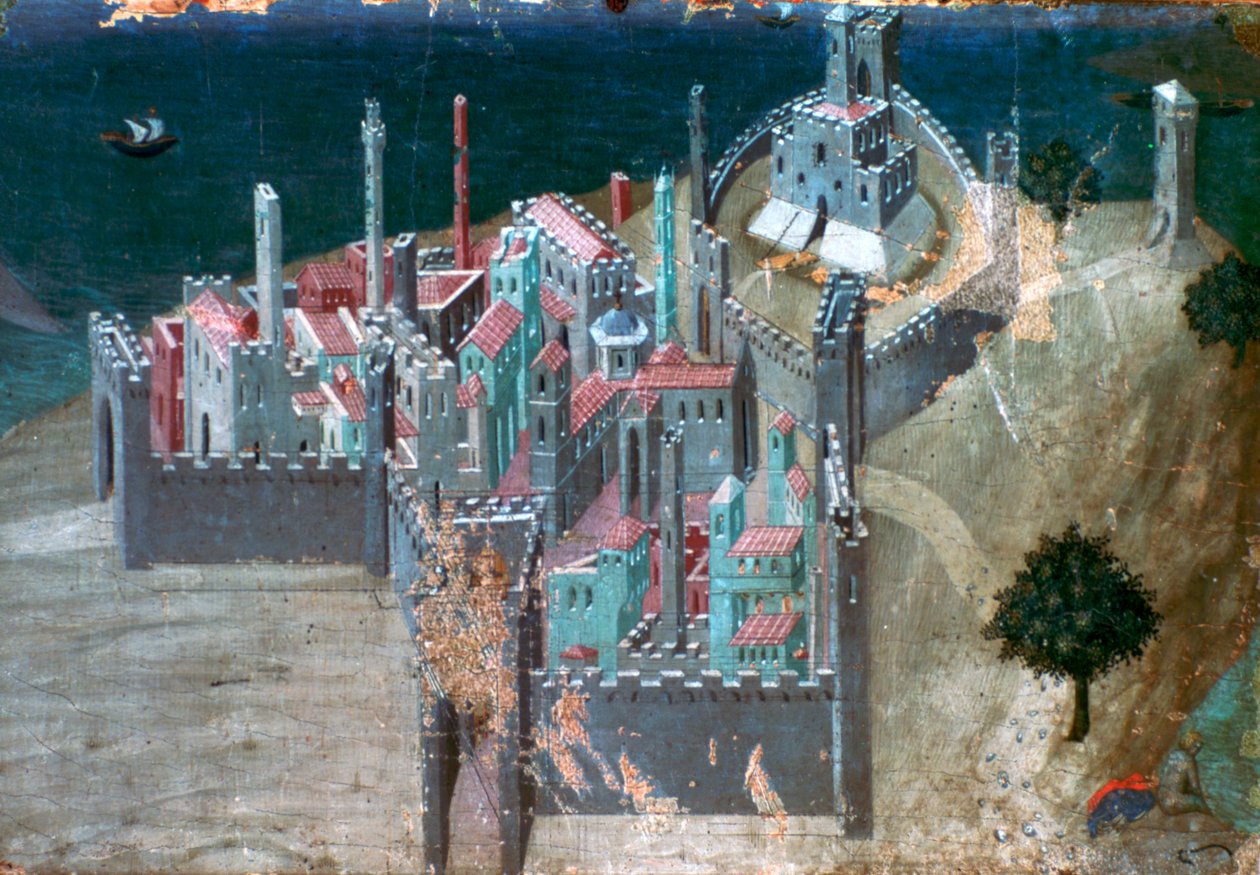 Vista de una ciudad costera, c1300-1348 de Ambrogio Lorenzetti