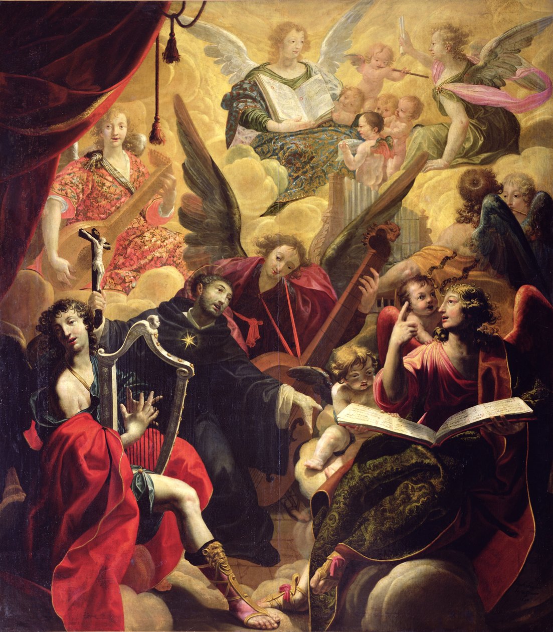 San Nicolás de Tolentino con un concierto de ángeles, 1650 de Ambroise Fredeau