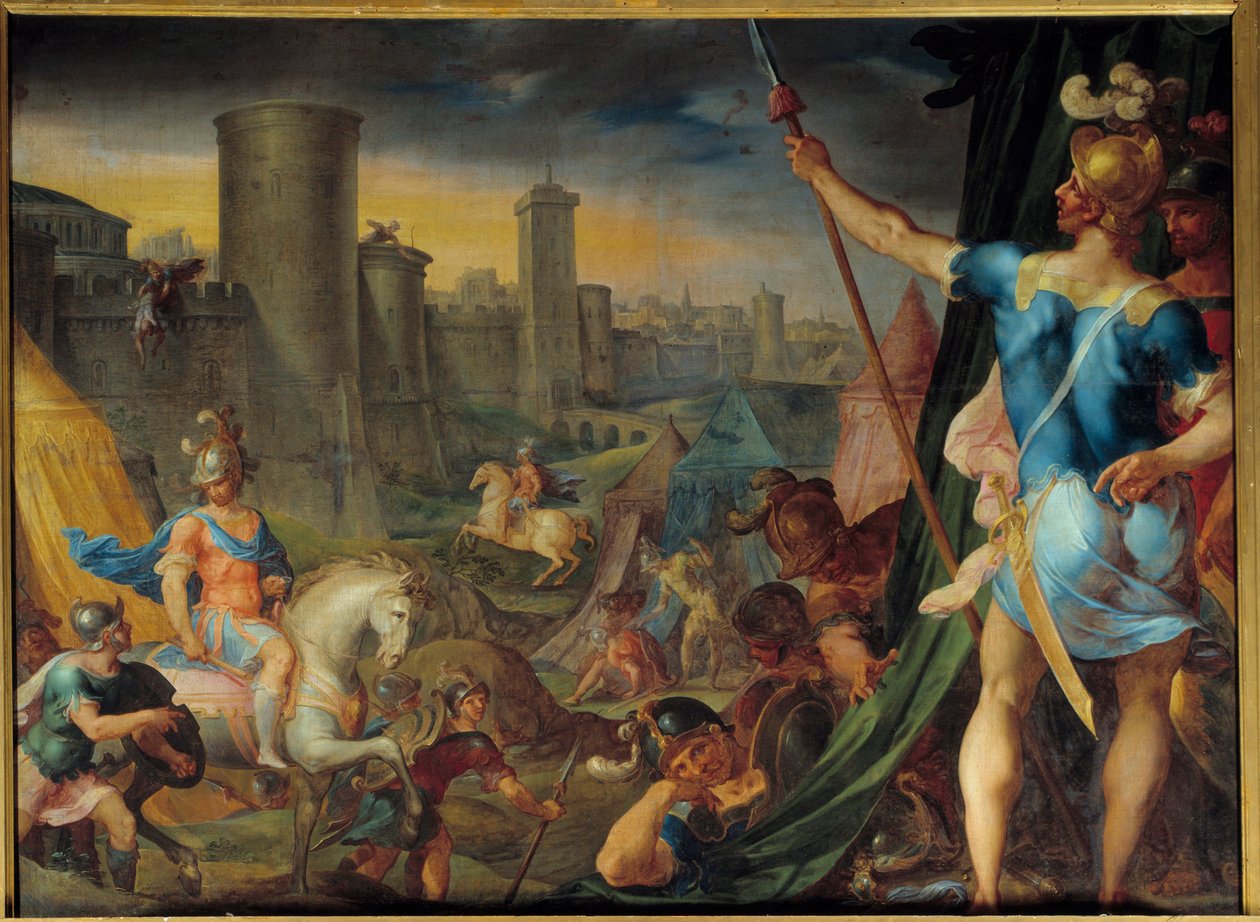 El campamento de los cruzados frente a Jerusalén (detalle) de Ambroise Dubois