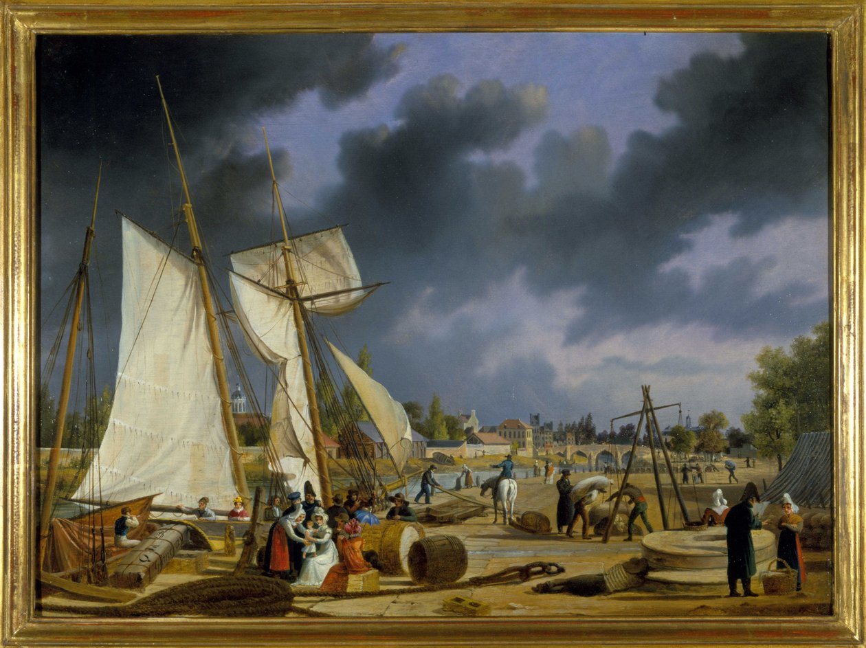El puerto de Caen, por Louis Garneray, circa 1820 de Ambroise Louis Garneray