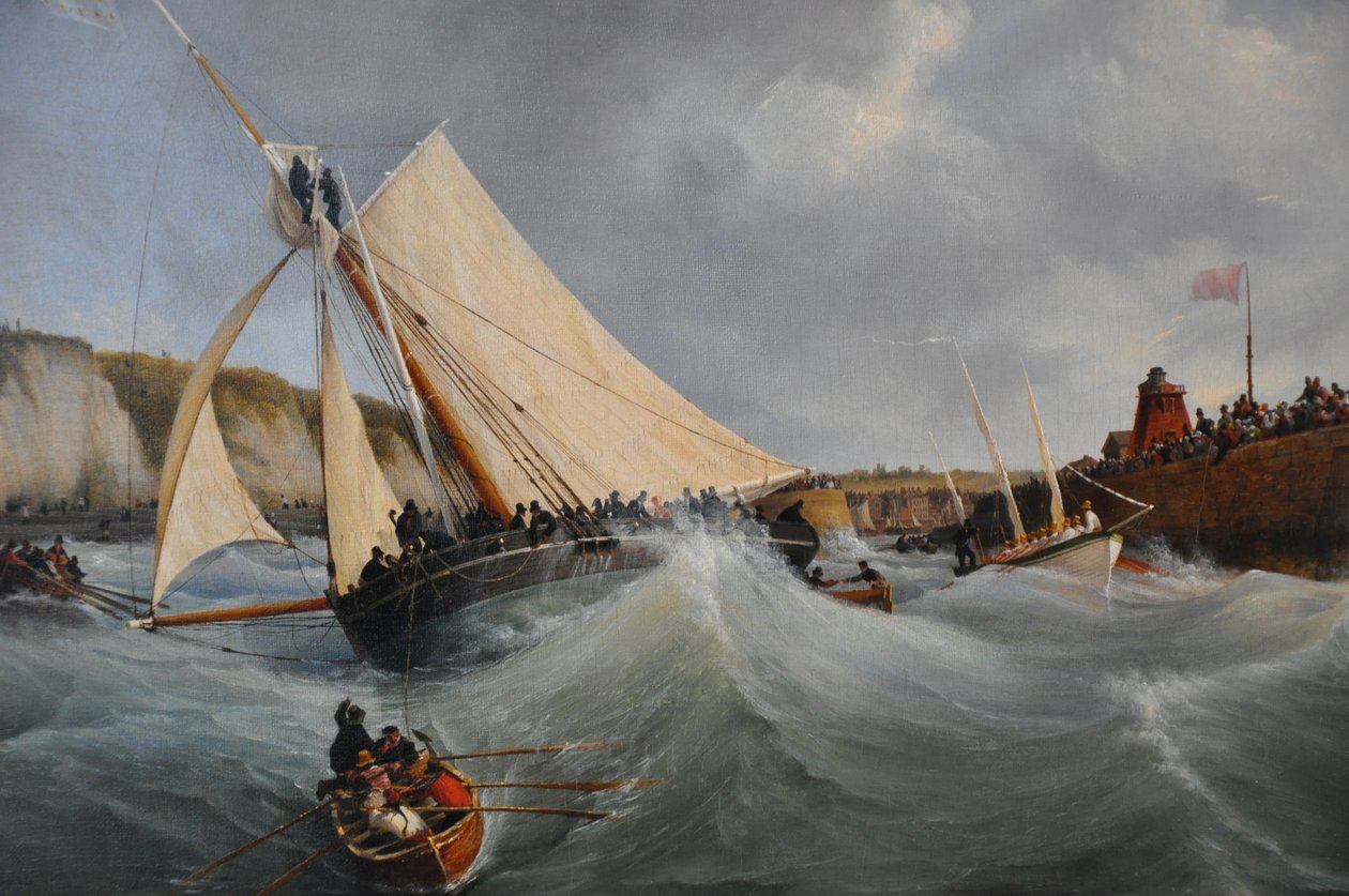 el cúter de Estado Furet al servicio de Su Alteza Real la Duquesa de Berry saliendo del puerto de Dieppe. de Ambroise Louis Garneray