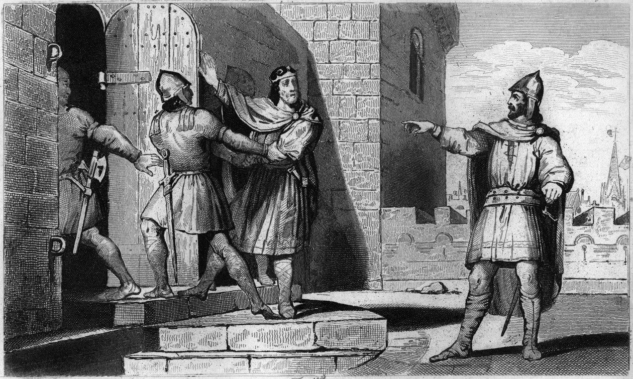 Carlos III (879-929) el Simple tomado prisionero por uno de sus soldados en 923 - Encarcelamiento de Carlos III el Simple (879-929), 923: creyendo encontrar refugio con Herbert de Vermandois, el ex Rey de los Francos es traicionado por él y enviado a prisi de Ambroise Tardieu