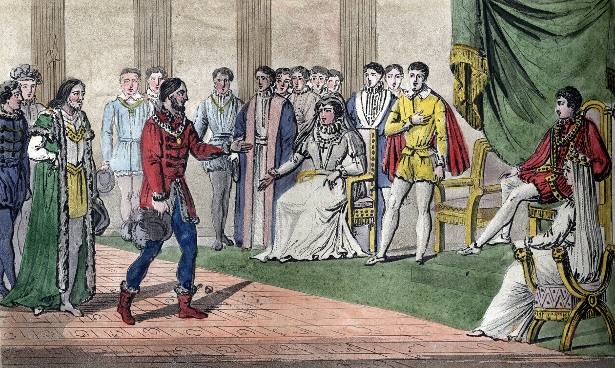 Carlos IX (1550-74) es informado por la Dieta que su hermano Enrique de Anjou (1553-1610) ha sido elegido Rey de Polonia - Los embajadores de la Dieta de Polonia (Cámara Baja del Parlamento Polaco) anuncian al Duque de Anjou, futuro Enrique III, Rey de Fra de Ambroise Tardieu