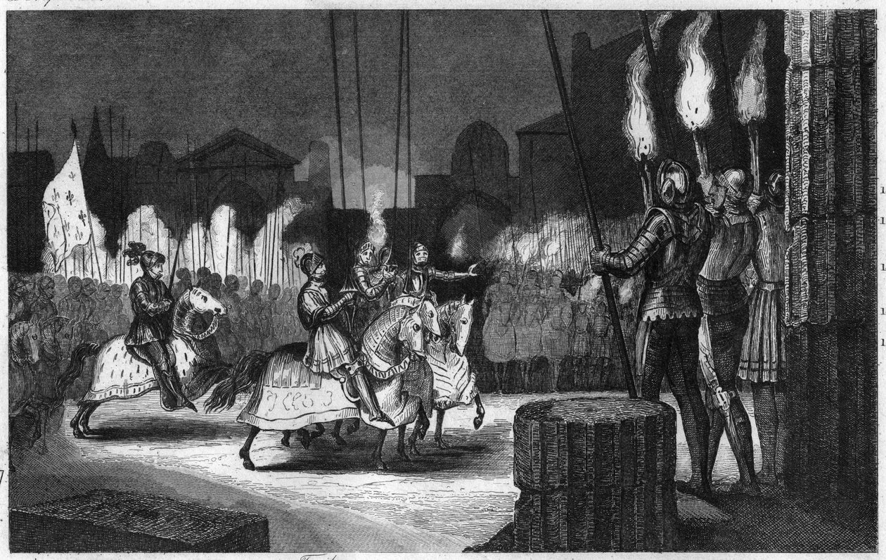 Carlos VIII entra en Roma en 1494 para ser declarado Emperador de Oriente - Carlos VIII (1470-1498) entró en Roma el 31 de diciembre de 1494. Fue declarado Emperador de Oriente, antes de ir a Nápoles para hacer valer sus derechos allí - Grabado de 1825 en  de Ambroise Tardieu