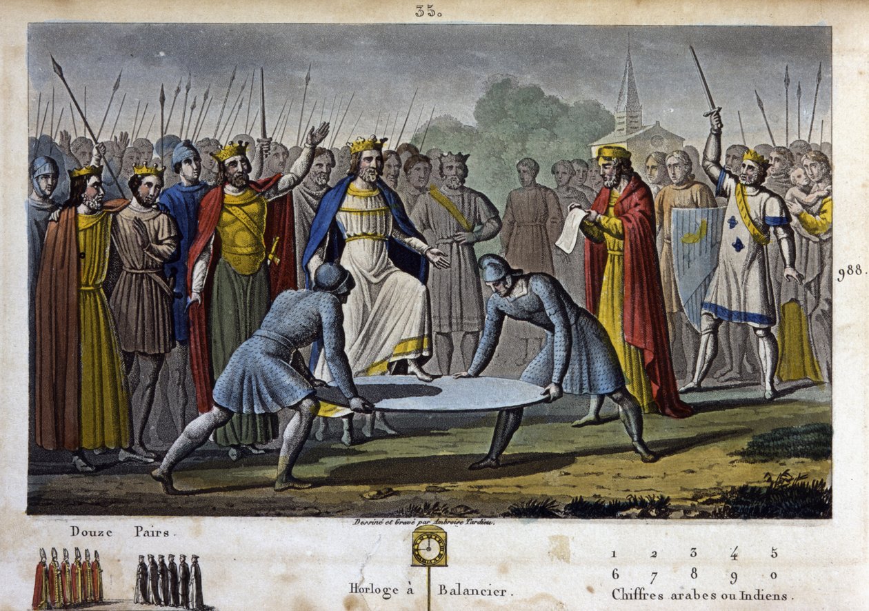 Hugues Capet (c. 941 - 996) fue elegido rey de Francia (en 987), por consentimiento unánime (en gran parte gracias a Gerbert d