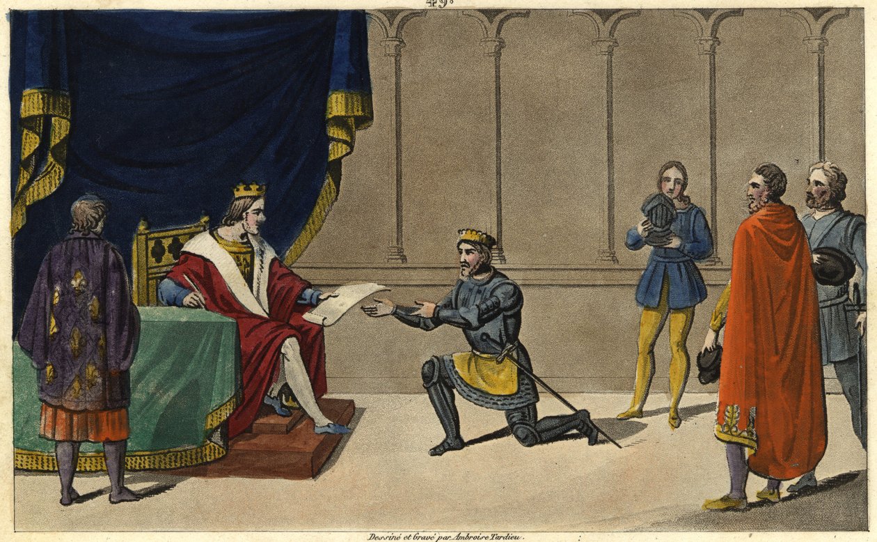 En 1327, Carlos IV el Hermoso (1294-1328) erige la señoría de Borbón en un ducado en favor del nieto de Roberto de Clermont y nieto de San Luis, Luis I de Ambroise Tardieu