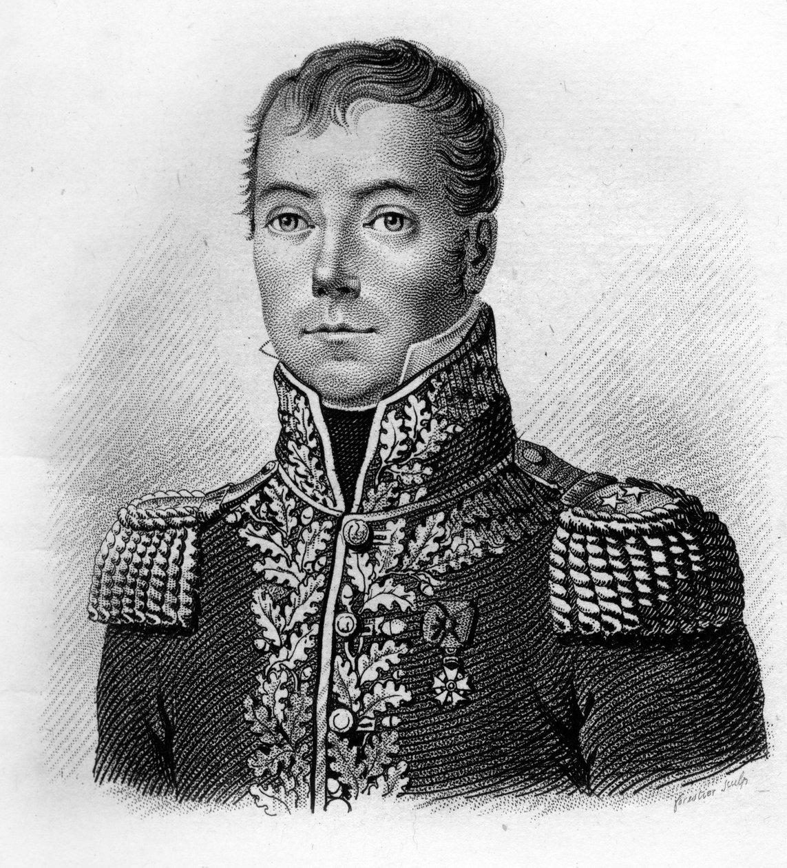 El general Jean Pierre BECHÉ. 1770-1814. en "Retratos de los Generales Franceses". Grabado por Ambroise Tardieu en 1818. Colección Stella de Ambroise Tardieu