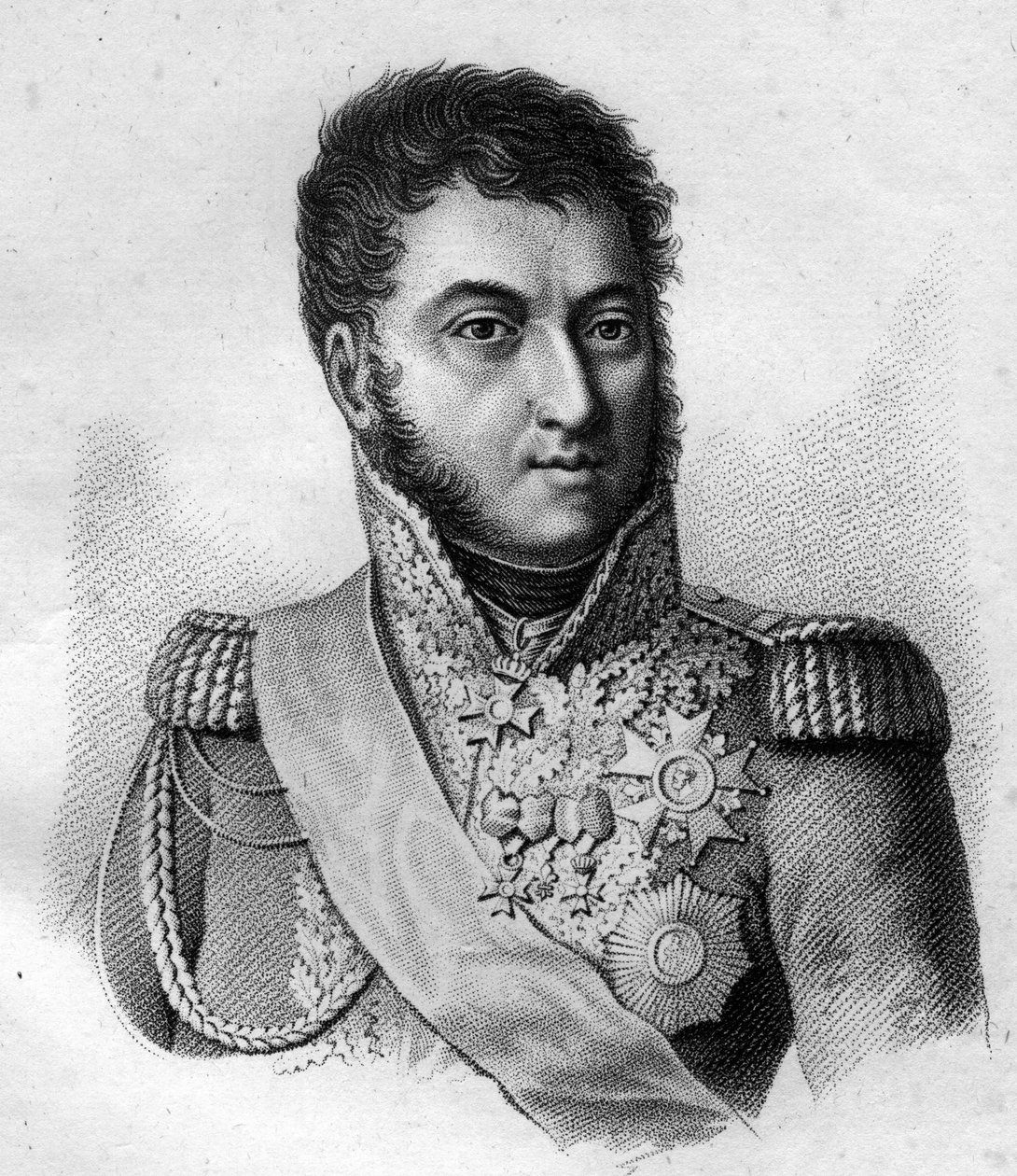 Mariscal Suchet. Louis Gabriel (Louis-Gabriel) Suchet (1770-1826), Duque de Albufera Mariscal de Francia. en Retratos de los generales franceses tras las victorias y conquistas de los franceses. Grabado por Ambroise Tardieu en 1818. Colección Stella. de Ambroise Tardieu