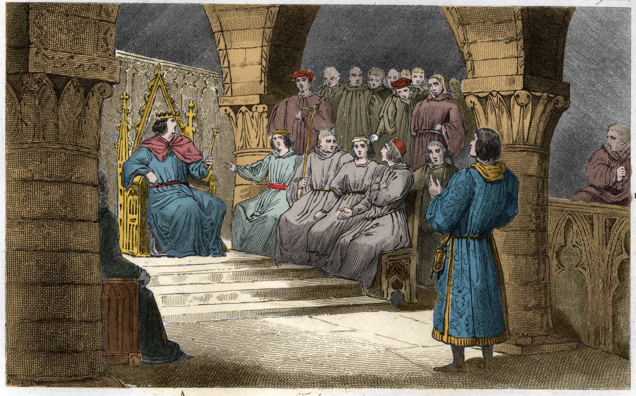 Felipe V (1294-1322) el Alto y los Estados Generales rechazan las pretensiones de Juana II (Ley Sálica) - Felipe V llamado “El Largo” (1294-1322) - Los Estados Generales, convocados en el Louvre, declararon a Felipe V Rey y excluyeron de la corona a su sob de Ambroise Tardieu