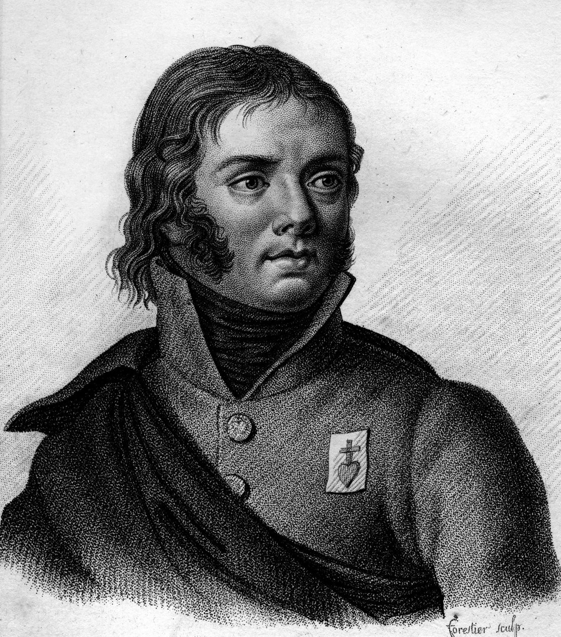Retrato de Charles Melchior Arthus, Marqués de Bonchamps (1760-1793) General. En “Retratos de los generales franceses que siguieron a las victorias y conquistas de los franceses”. Grabado por Ambroise Tardieu en 1818. Colección Stella. de Ambroise Tardieu