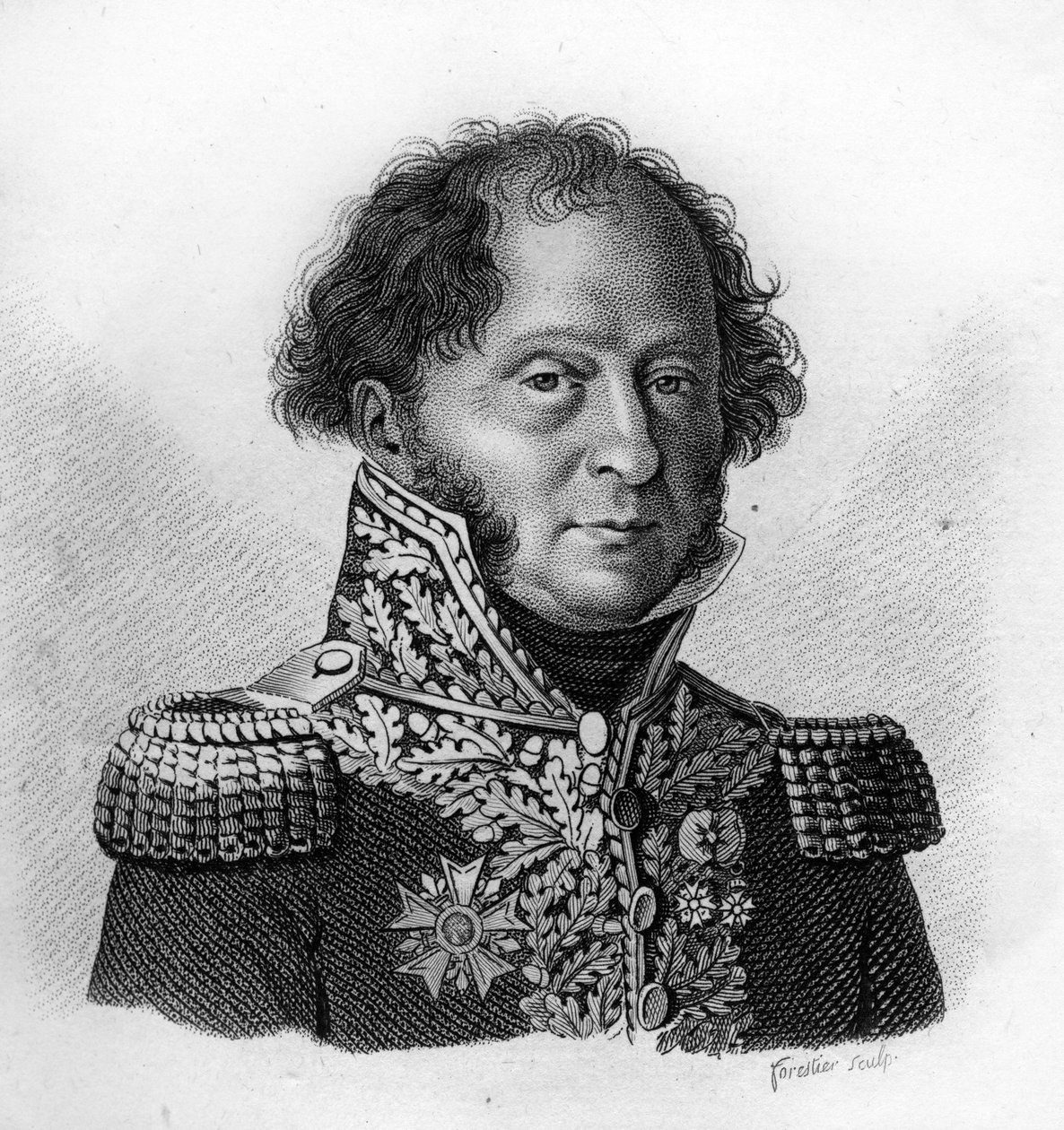 Retrato del General Gabriel BARBOU DECOURRIERES (1770-1839) - en "Retratos de los generales franceses que siguieron a las victorias y conquistas de los franceses". Grabado por Ambroise Tardieu en 1818. Colección Stella. de Ambroise Tardieu