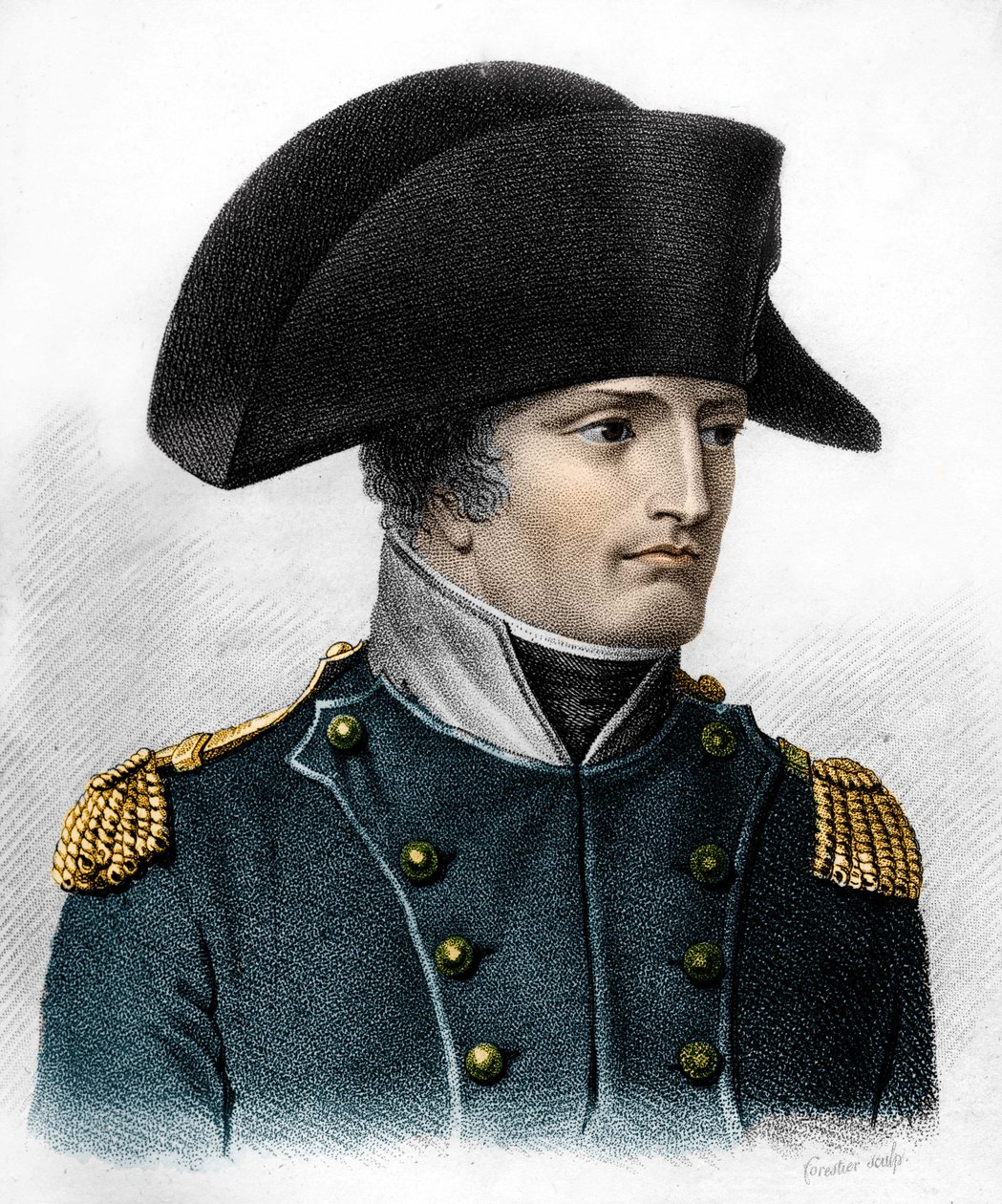 Retrato de Napoleón en el momento de la Batalla de Austerlitz (1805) - en “Retratos de los generales franceses siguiendo las victorias y conquistas de los franceses”. Grabado por Ambroise Tardieu en 1818. Colección Stella de Ambroise Tardieu