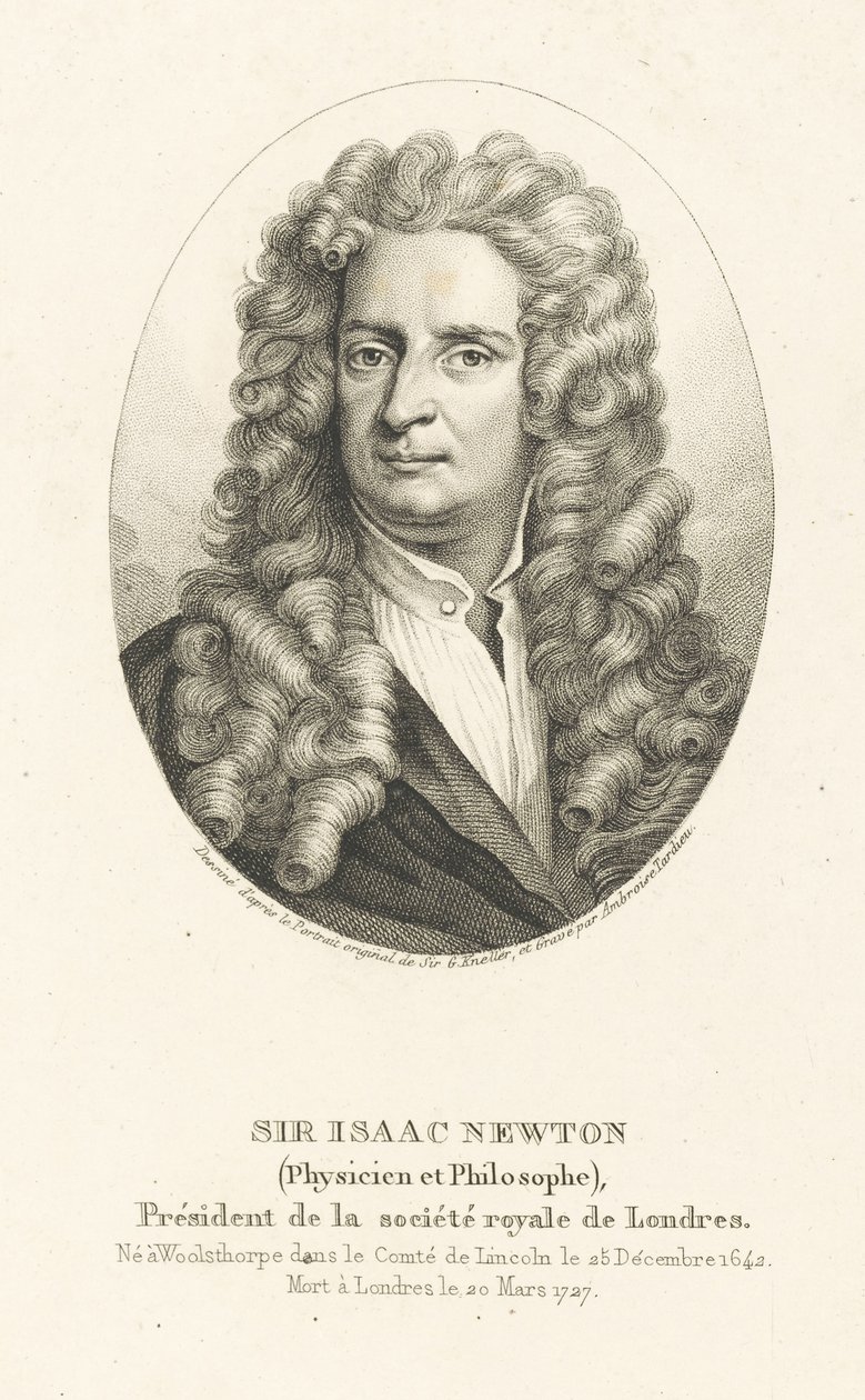 Retrato de Sir Isaac Newton 1642-1727, c. 1830-1840 de Ambroise Tardieu