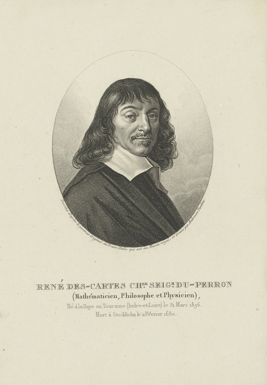 Retrato del filósofo René Descartes 1596-1650, ca 1820 de Ambroise Tardieu