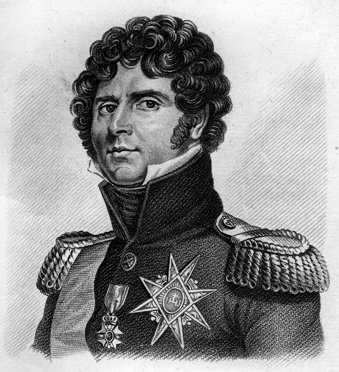 Retrato de Charles Jean - Baptiste Bernadotte (1763-1844), Mariscal de Francia, Rey Carlos XIV de Suecia y Noruega. En “Retratos de los Generales Franceses”. Grabado por Ambroise Tardieu en 1818. Colección Stella. de Ambroise Tardieu