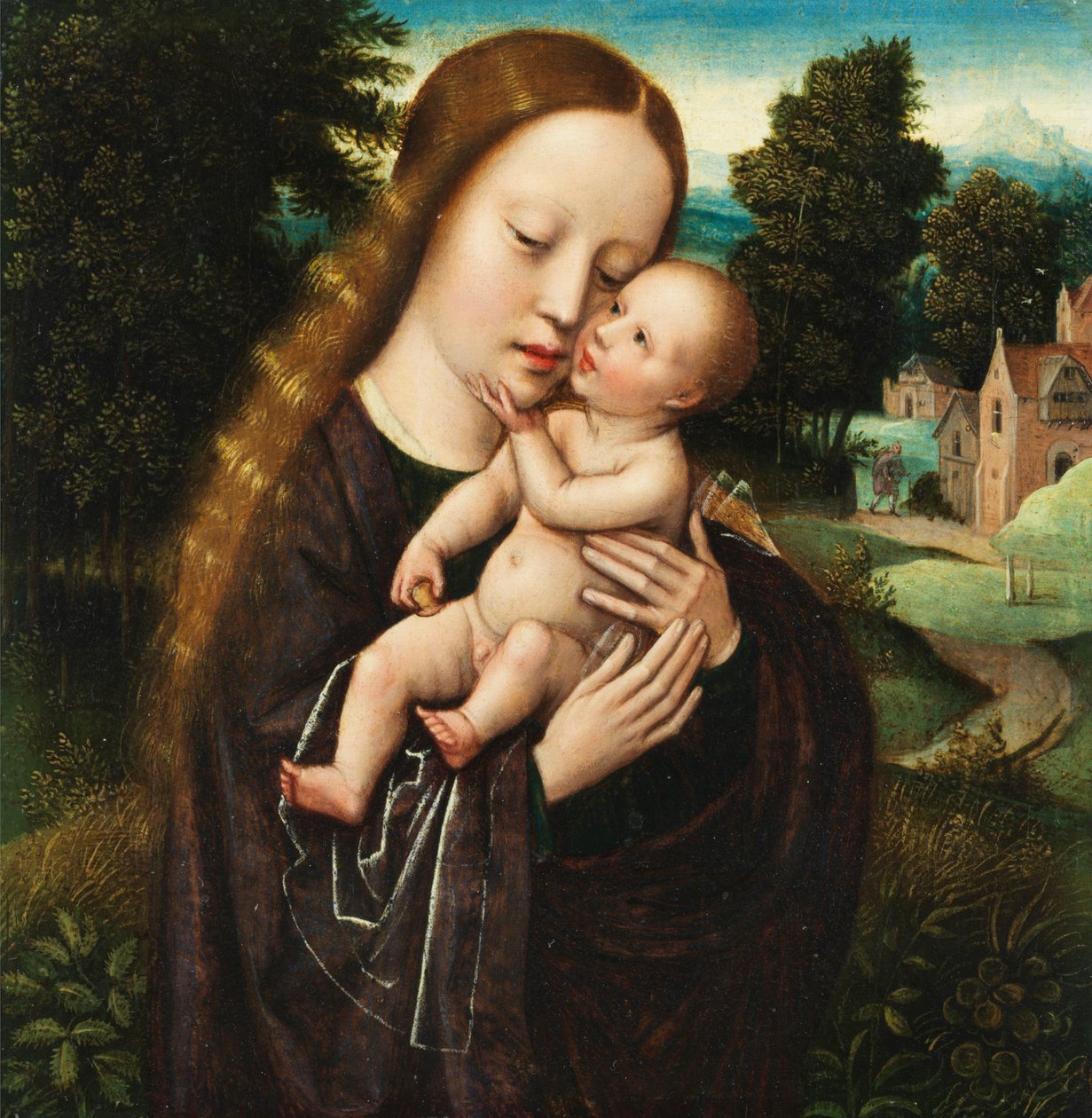 Ambrosius Benson María con el Niño en un paisaje de Ambrosius Benson