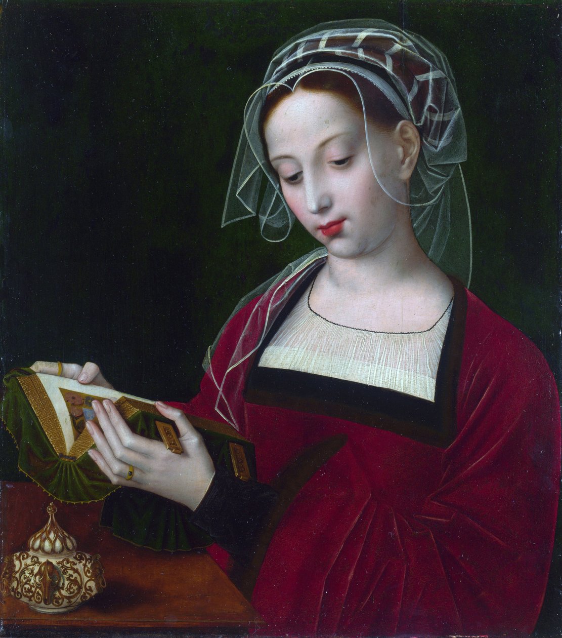 "" María Magdalena leyendo "" Pintura de Ambrosius Benson (1495-1550) alrededor de 1525 Galería Nacional de Londres de Ambrosius Benson