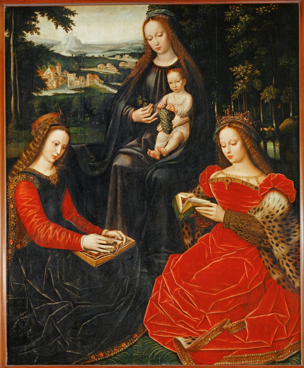 Virgen con el Niño, Santa Catalina y Santa Bárbara ... de Ambrosius Benson