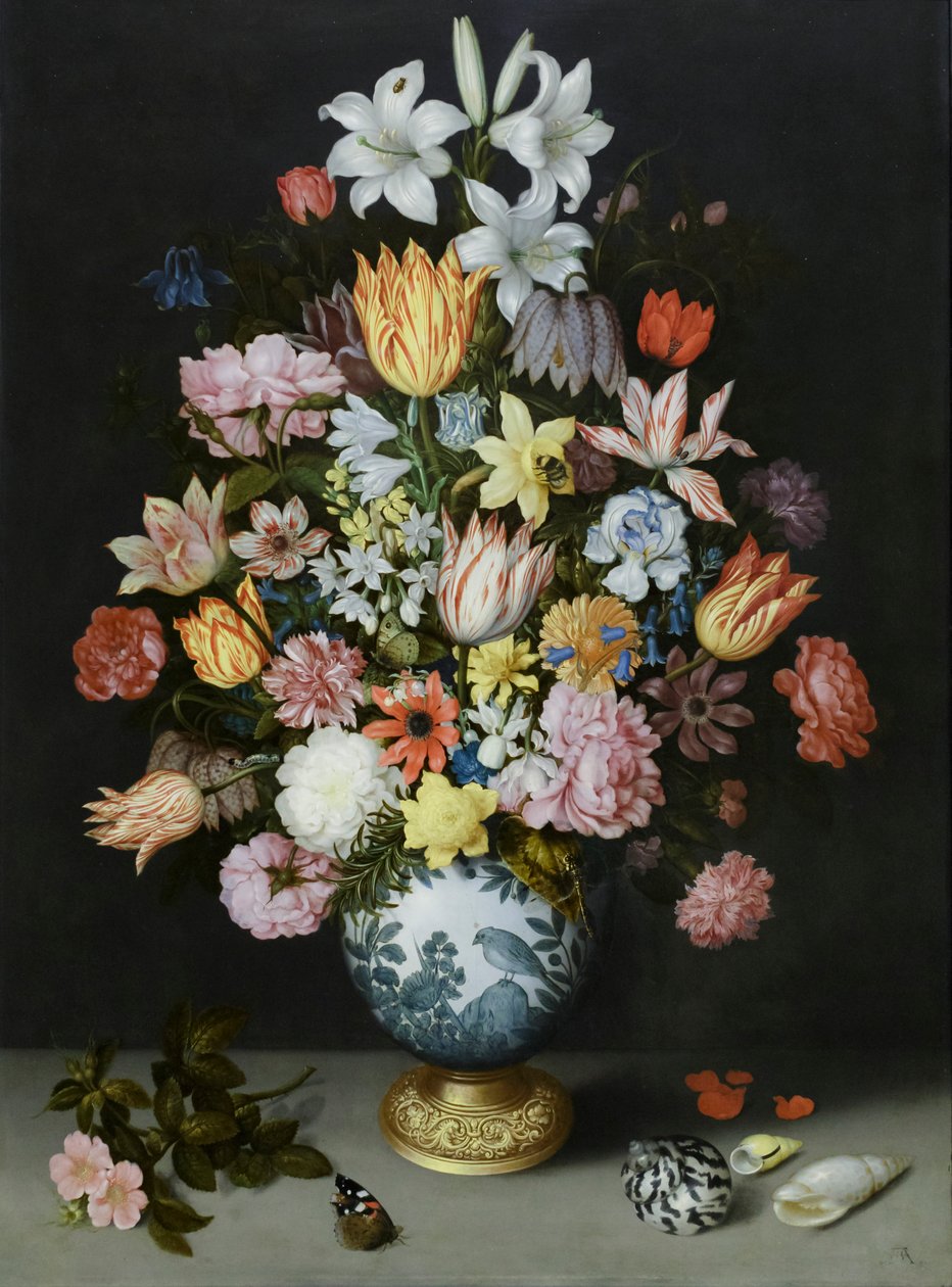 Naturaleza muerta de flores en un jarrón Wan Li de Ambrosius the Elder Bosschaert