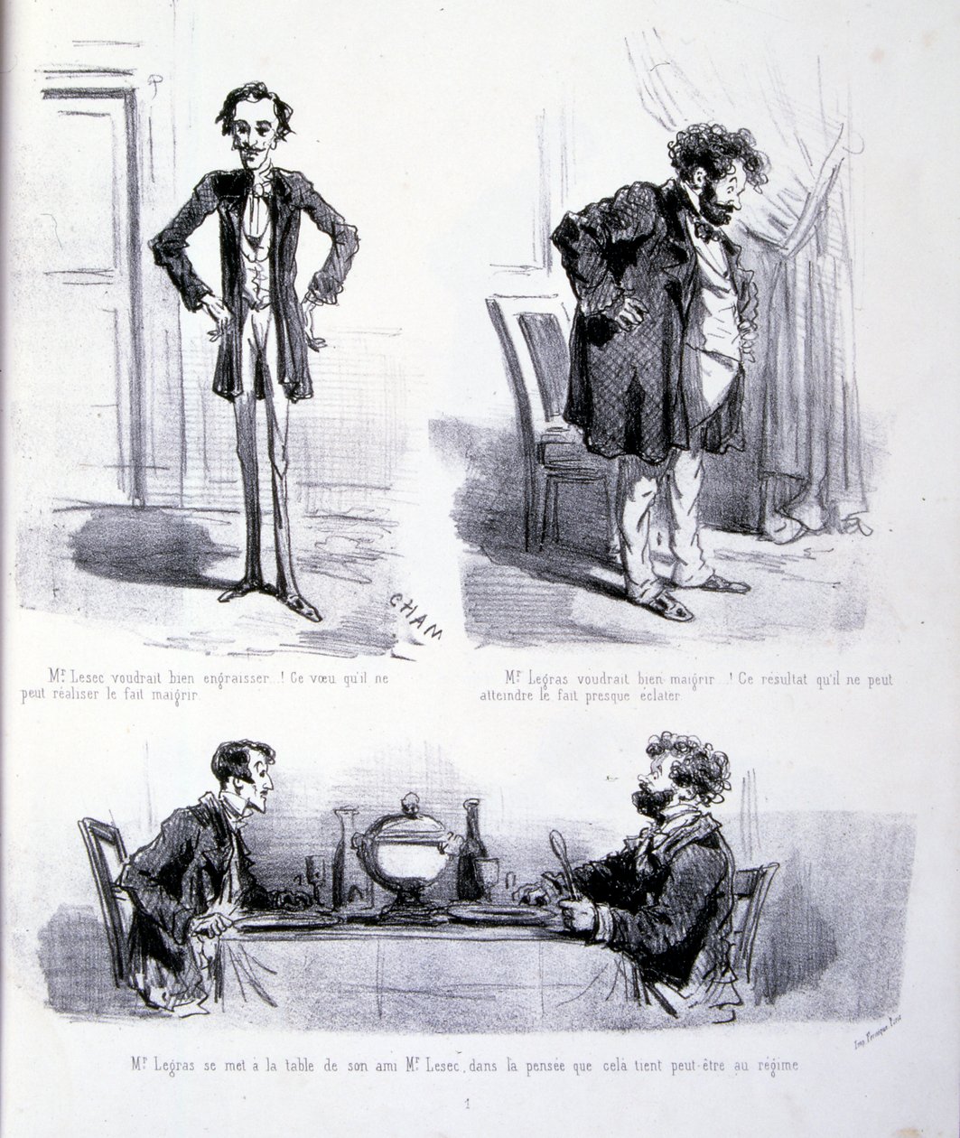 Ilustración para El arte de engordar y adelgazar de Amédée de Noé