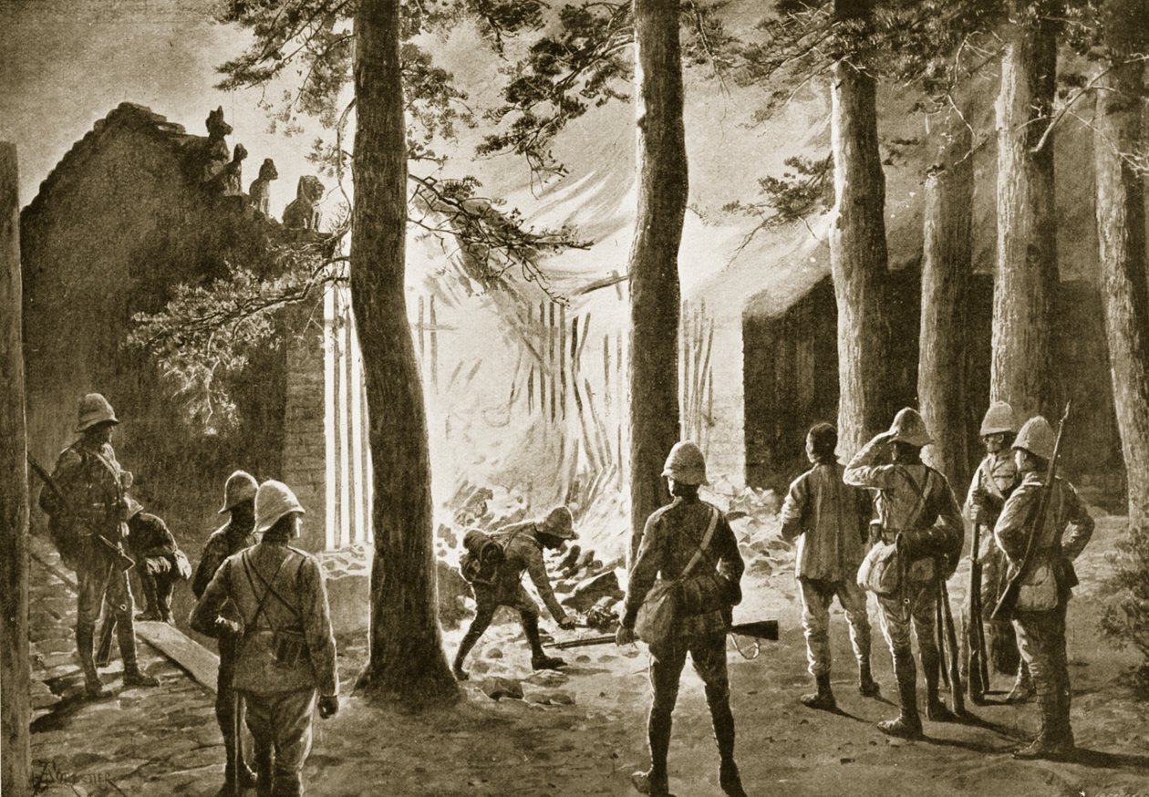 La destrucción de un templo chino en la orilla del Pei-Ho de Amedee Forestier