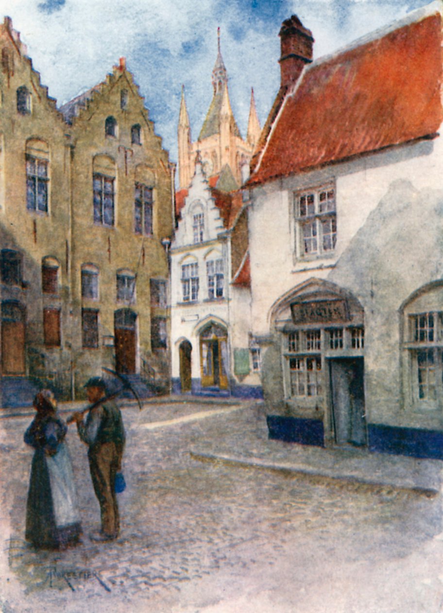 Place du Musee, Ypres (litografía en color) de Amedee (after) Forestier