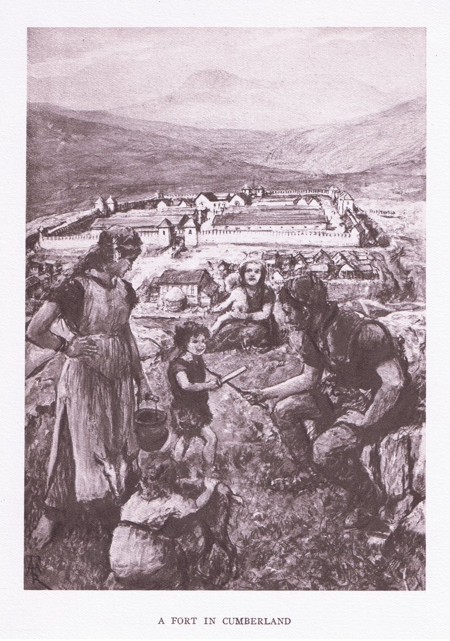Un fuerte en Cumberland, ilustración de El Soldado Romano, 1928 de Amedee Forestier