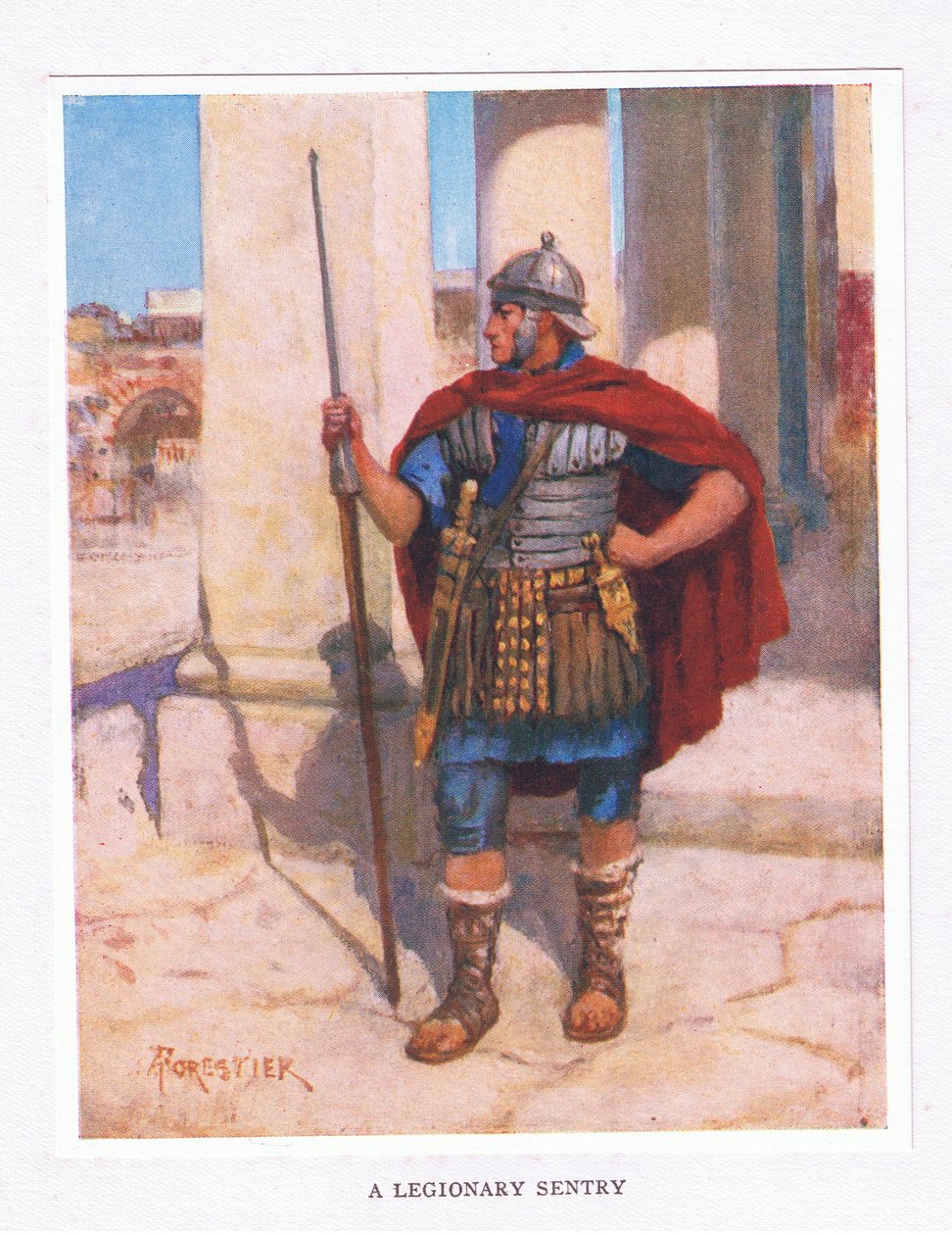 Un centinela legionario, ilustración de El Soldado Romano, 1928 de Amedee Forestier