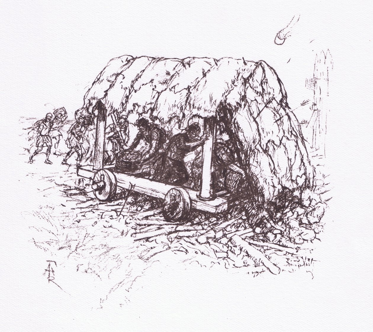 La Tortuga, una máquina de campo, ilustración de El Soldado Romano, 1928 de Amedee Forestier