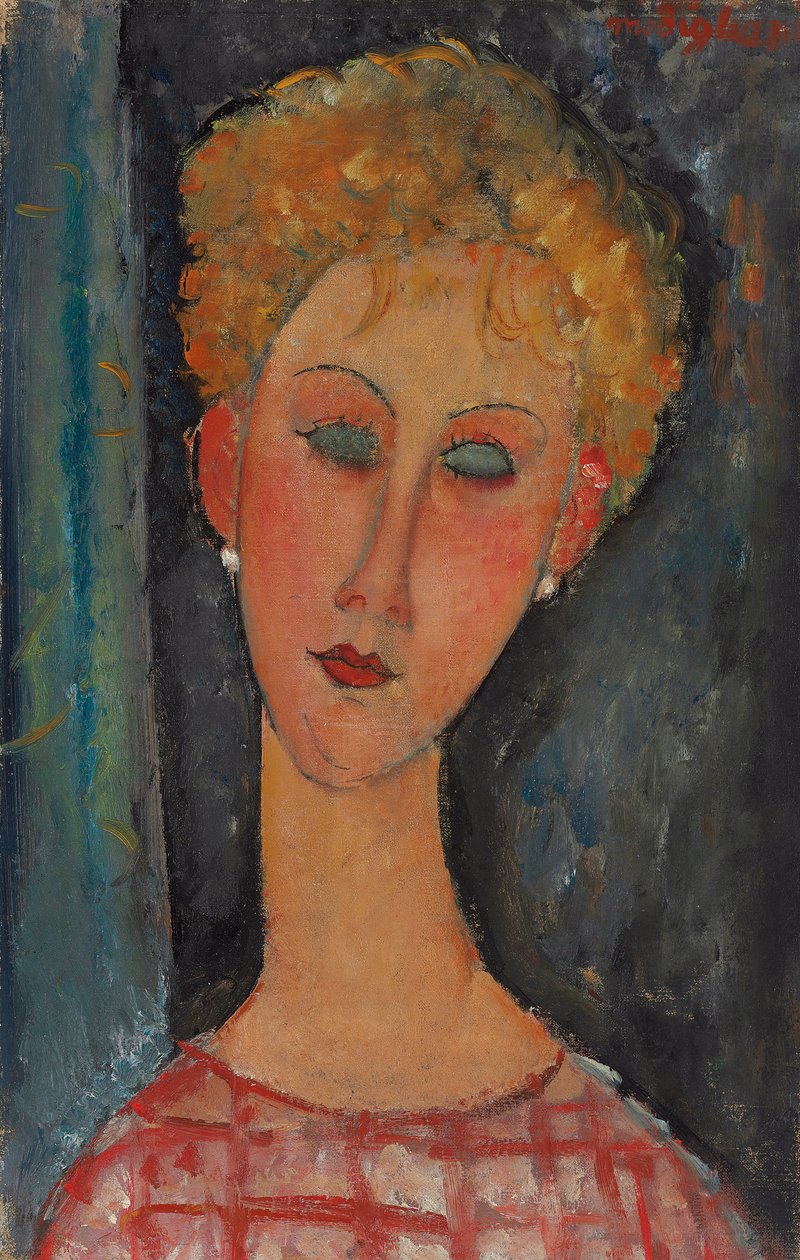 Mujer rubia con cabello rizado, c.1918-1919 de Amedeo Modigliani
