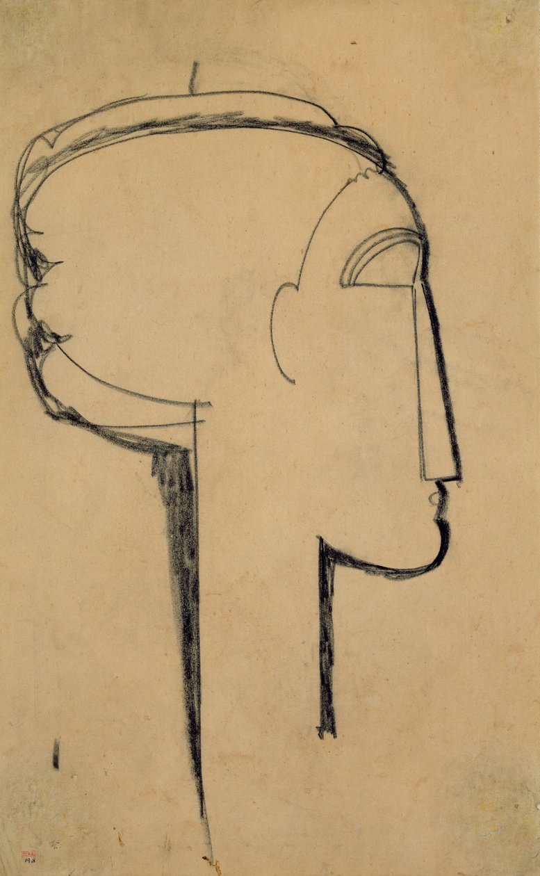 Cabeza de perfil de Amedeo Modigliani